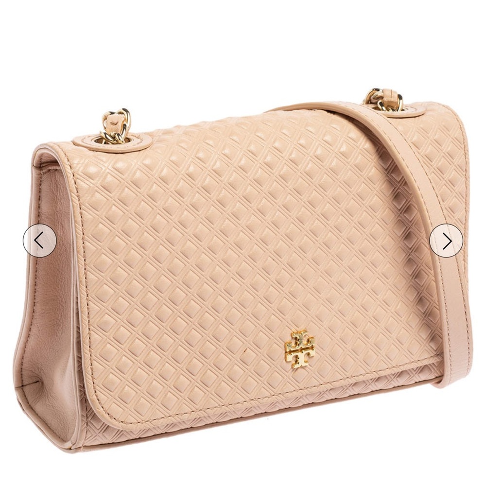 Tory Burch Marion Embossed Crossbody purse pink/nude/blush. Excellent condition